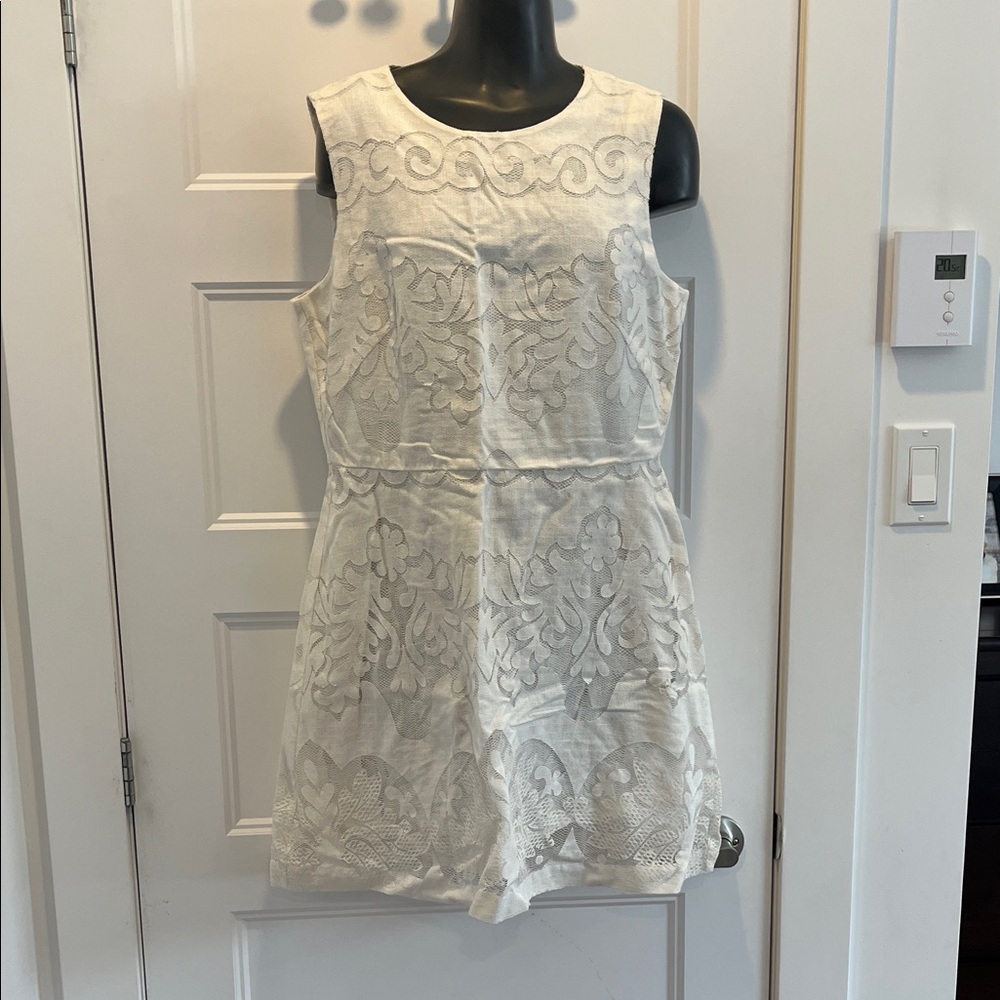 H&M White Patterned Mini Dress